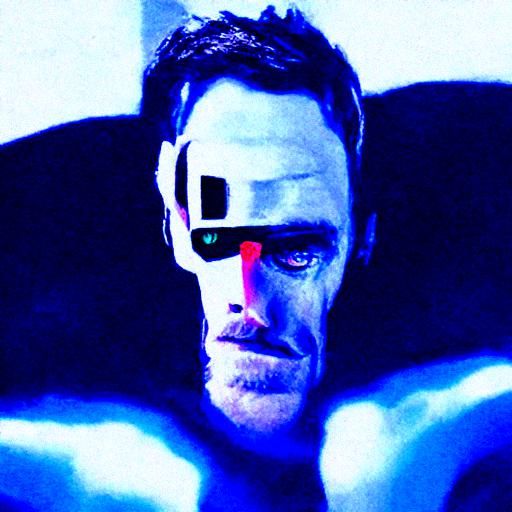 Cyborg Michael Fassbender in Cyberpunk Style