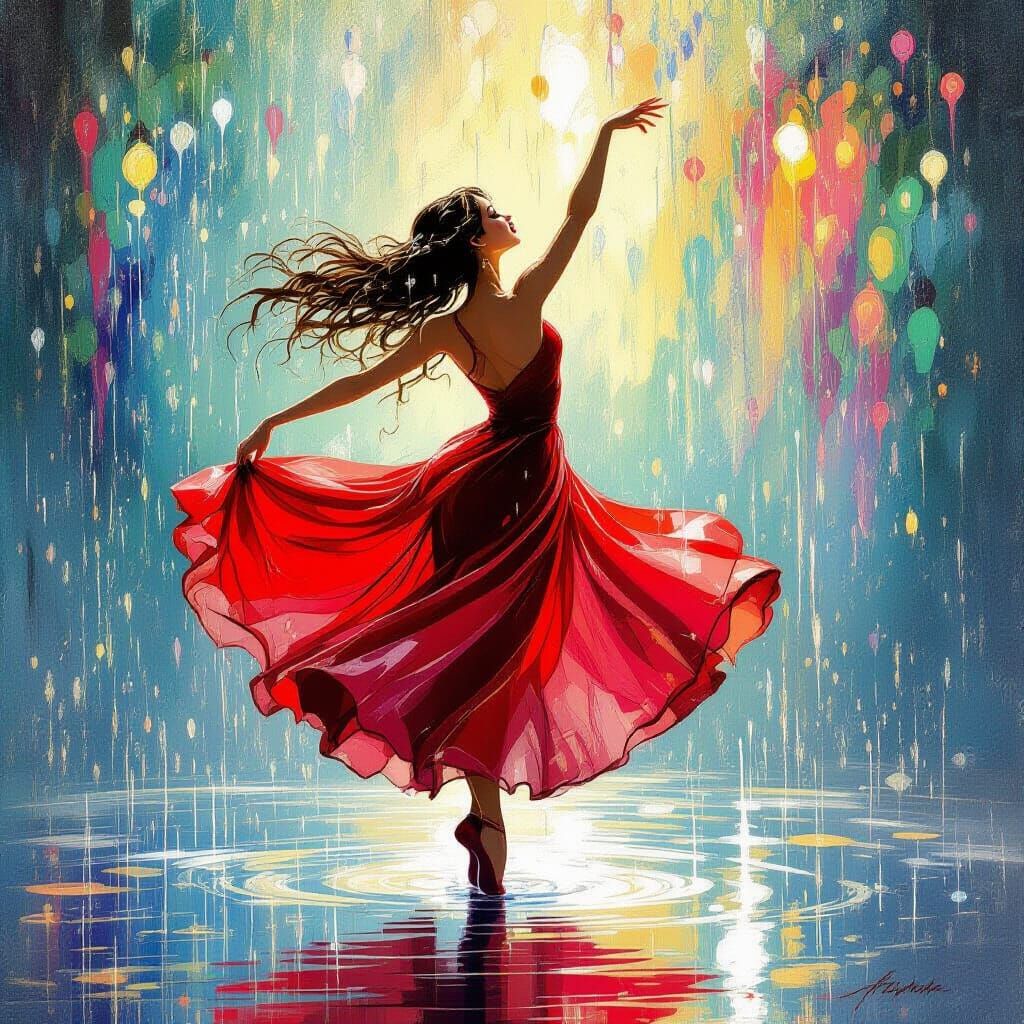 ballerina dancing in the rain