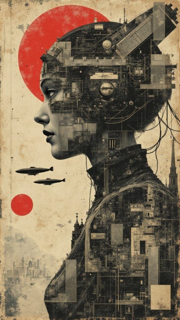 Dieselpunk Soviet Poster of Worker and Android