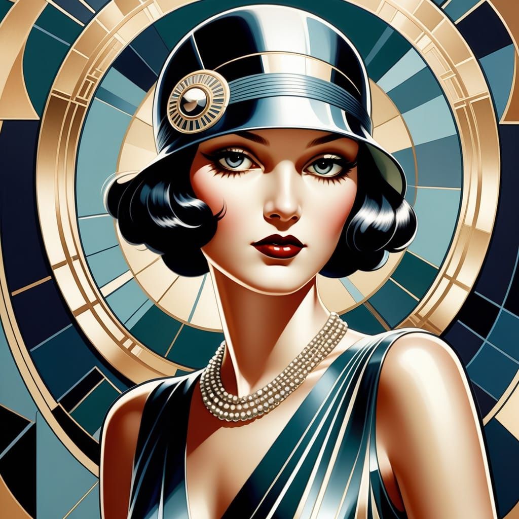 Glamorous Flapper in Art Deco Style