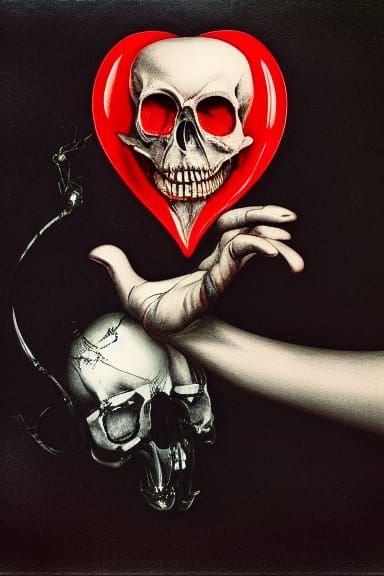 Alice in Wonderland with Bloody Heart: Horror Art