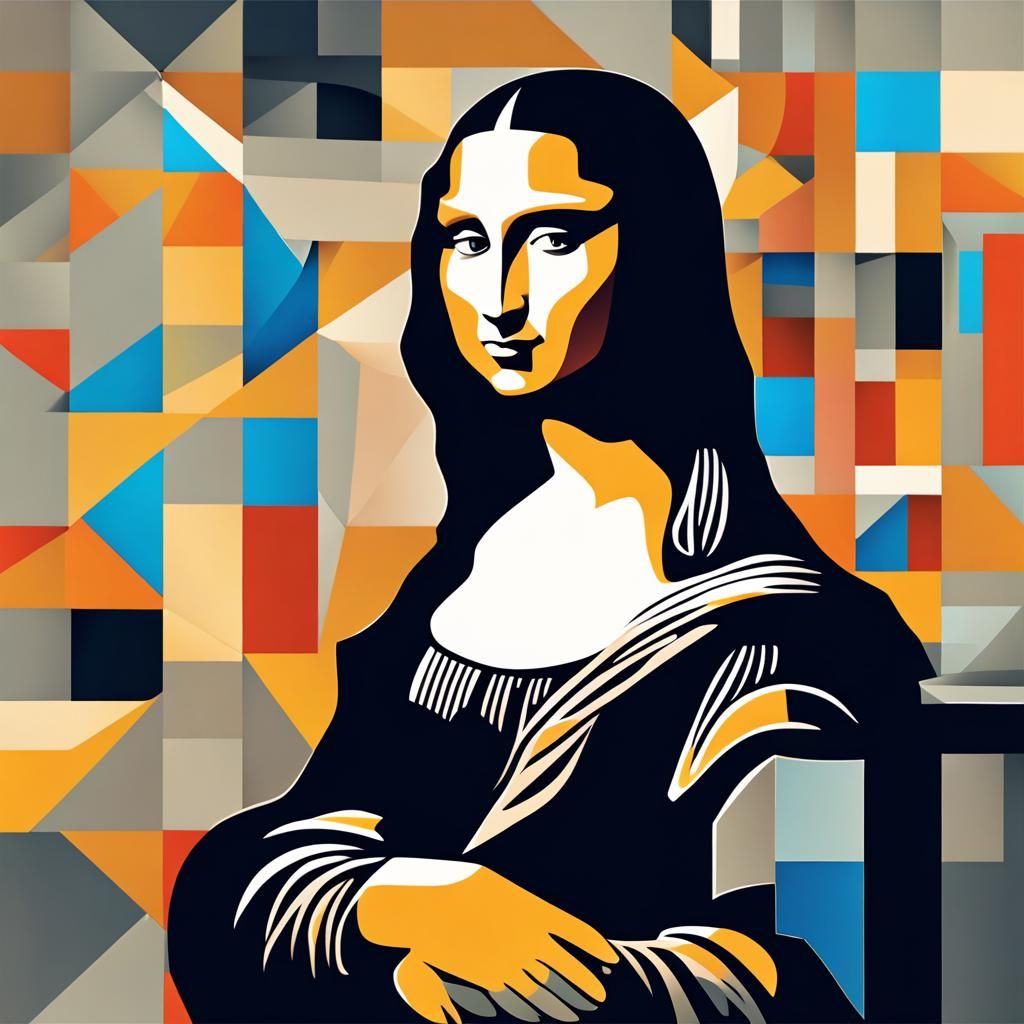 Cubist Mona Lisa in Geometric Fauvism Style
