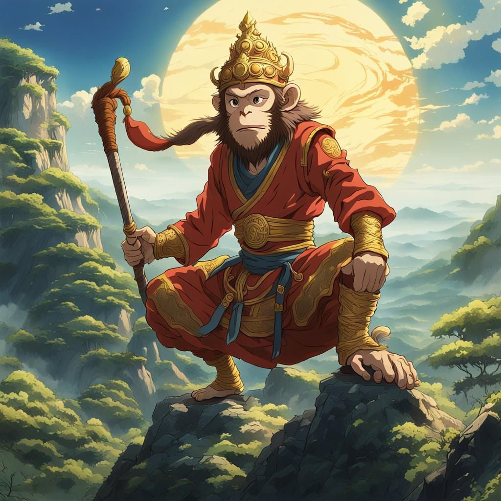 Monkey King in Studio Ghibli Anime Style