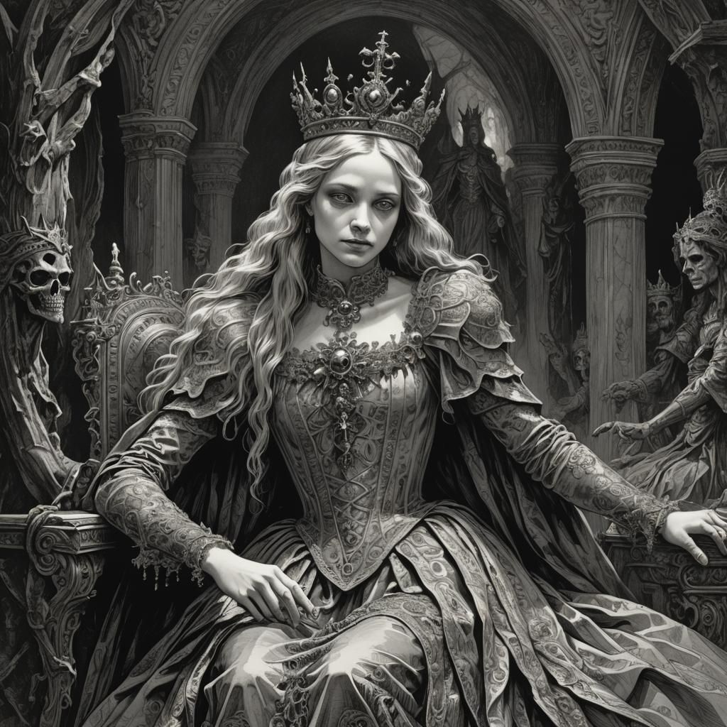 Horrific Queen and Princess in Doré Style