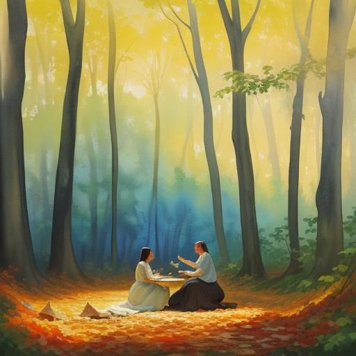 Woman in Yellow Dress, Watercolor Impressionist Painting