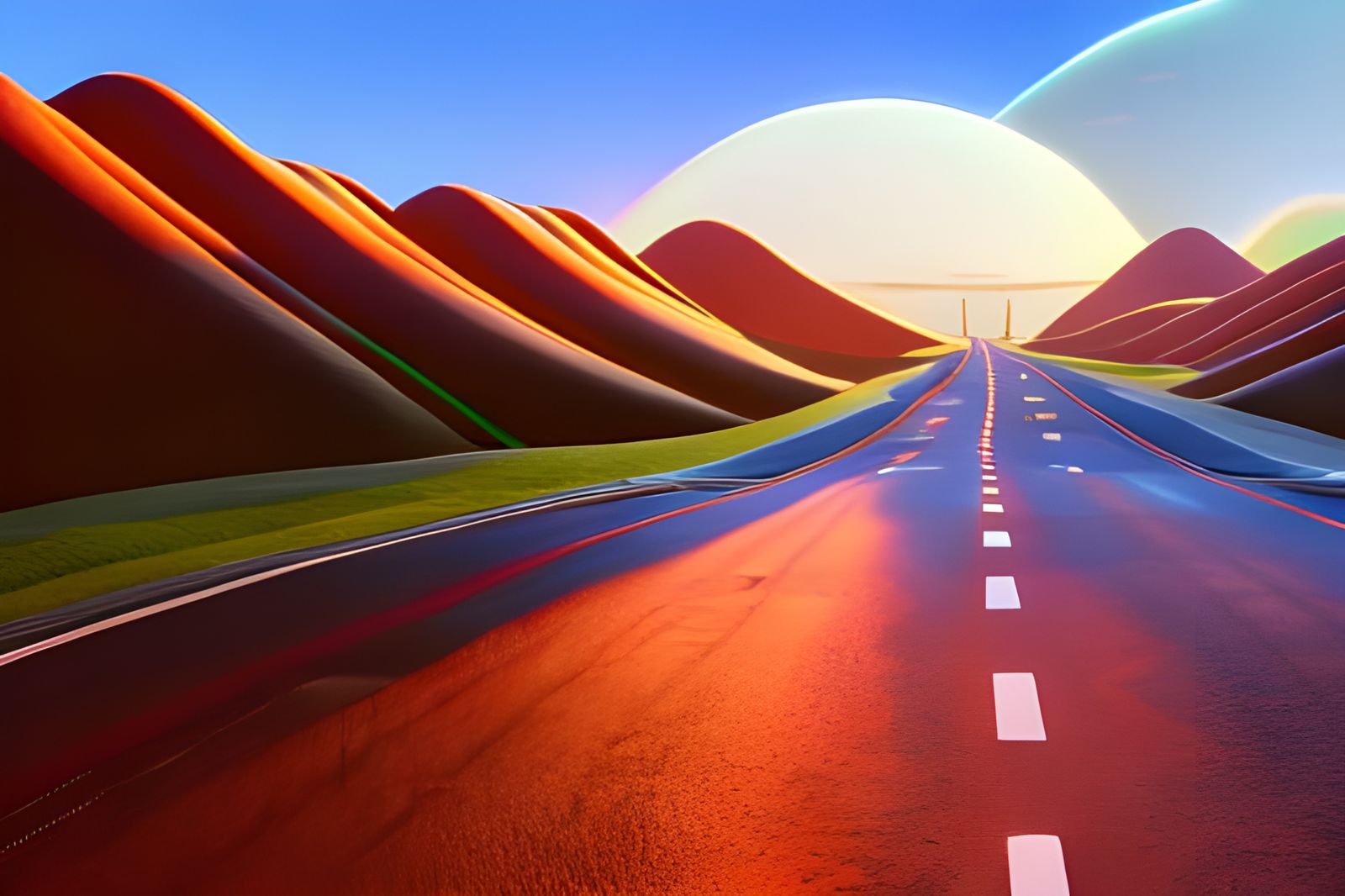 Mario Kart Rainbow Road Landscape: Detailed Matte Painting