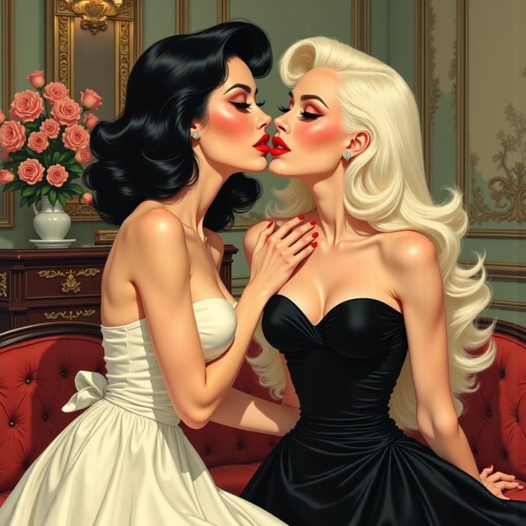 Two Women in Love, Embracing Each Other's Colors