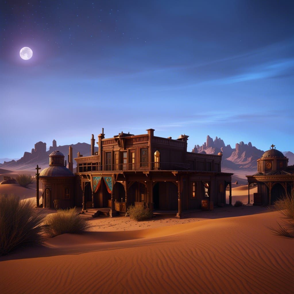 Mystic Desert Ghost Town: Dark Fantasy Concept Art