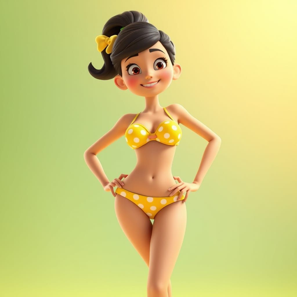 Itsy Bitsy Bikini in Pixar-Style 3D Art