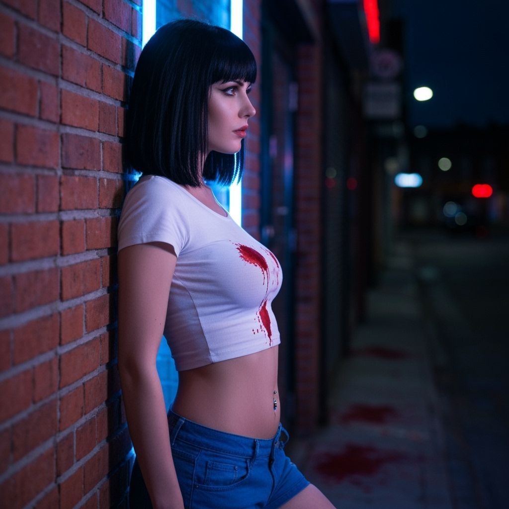 Woman in Neon Alleyway: Atmospheric Street Photography