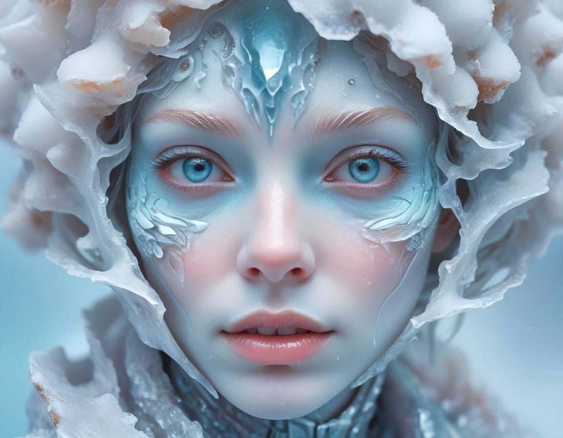 Cryopunk Woman with Crystalline Details