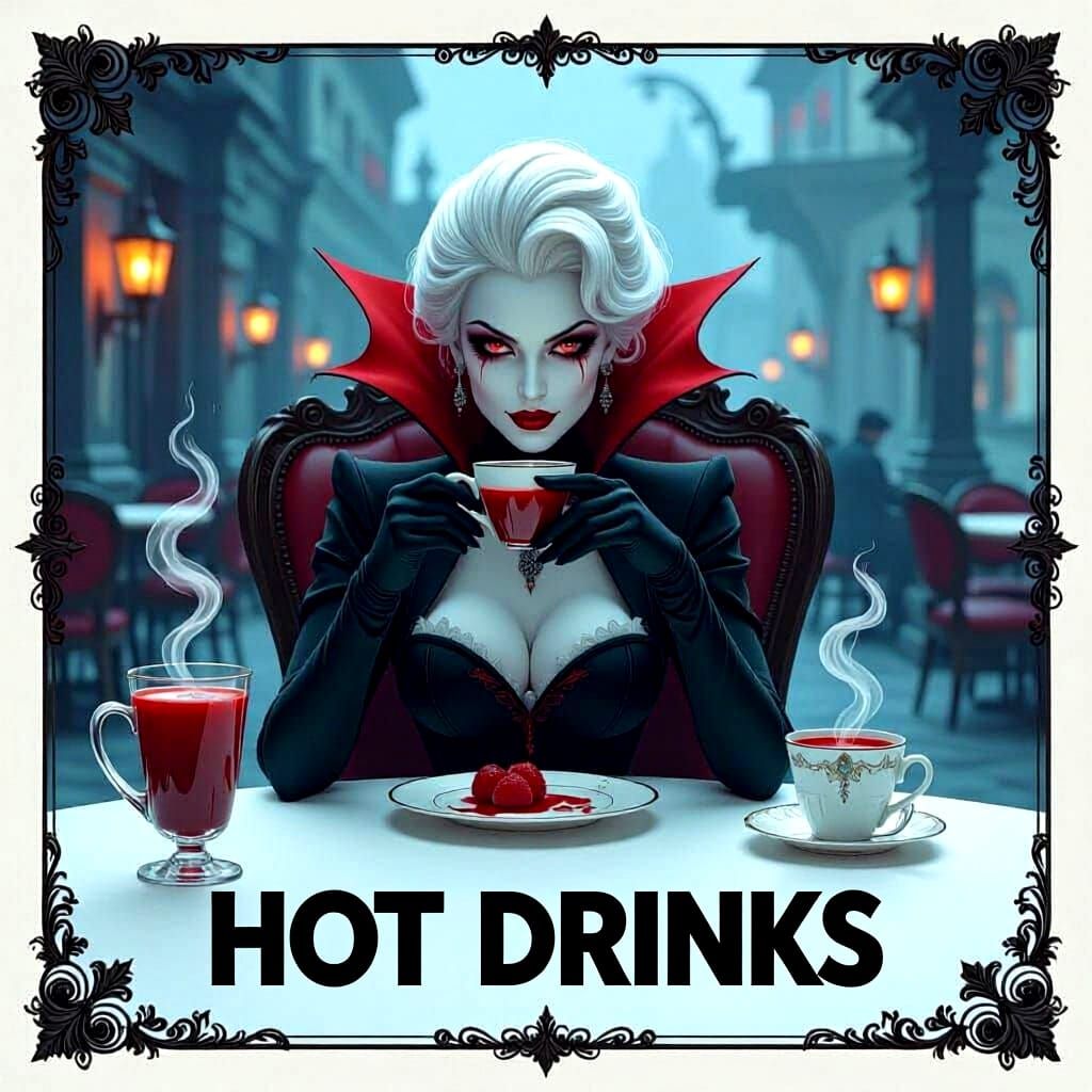 Vampire Cafe with Steaming Blood Drinks