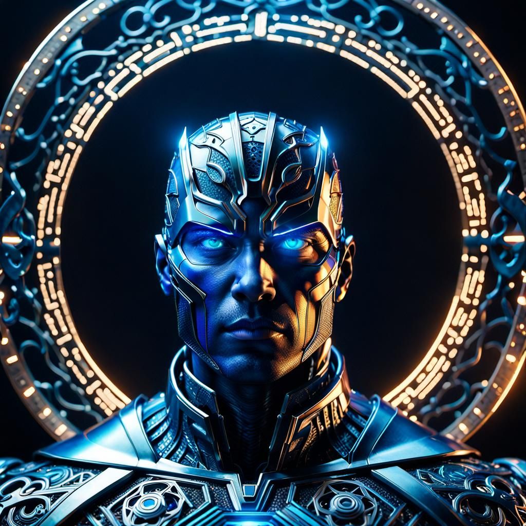 Epic Superhero in Luminous Opalescent Style