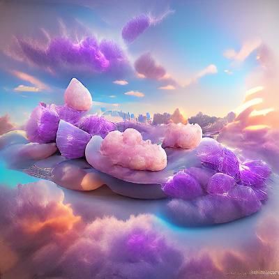 Glowing Amethyst Cloudscape in 3D