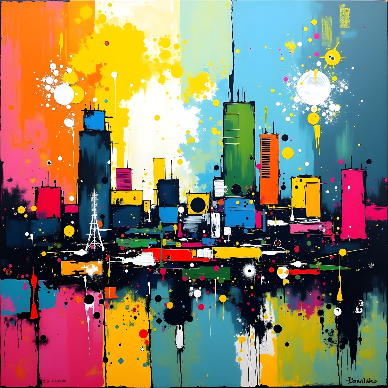 Miami Cityscape in Vibrant Abstract Styles