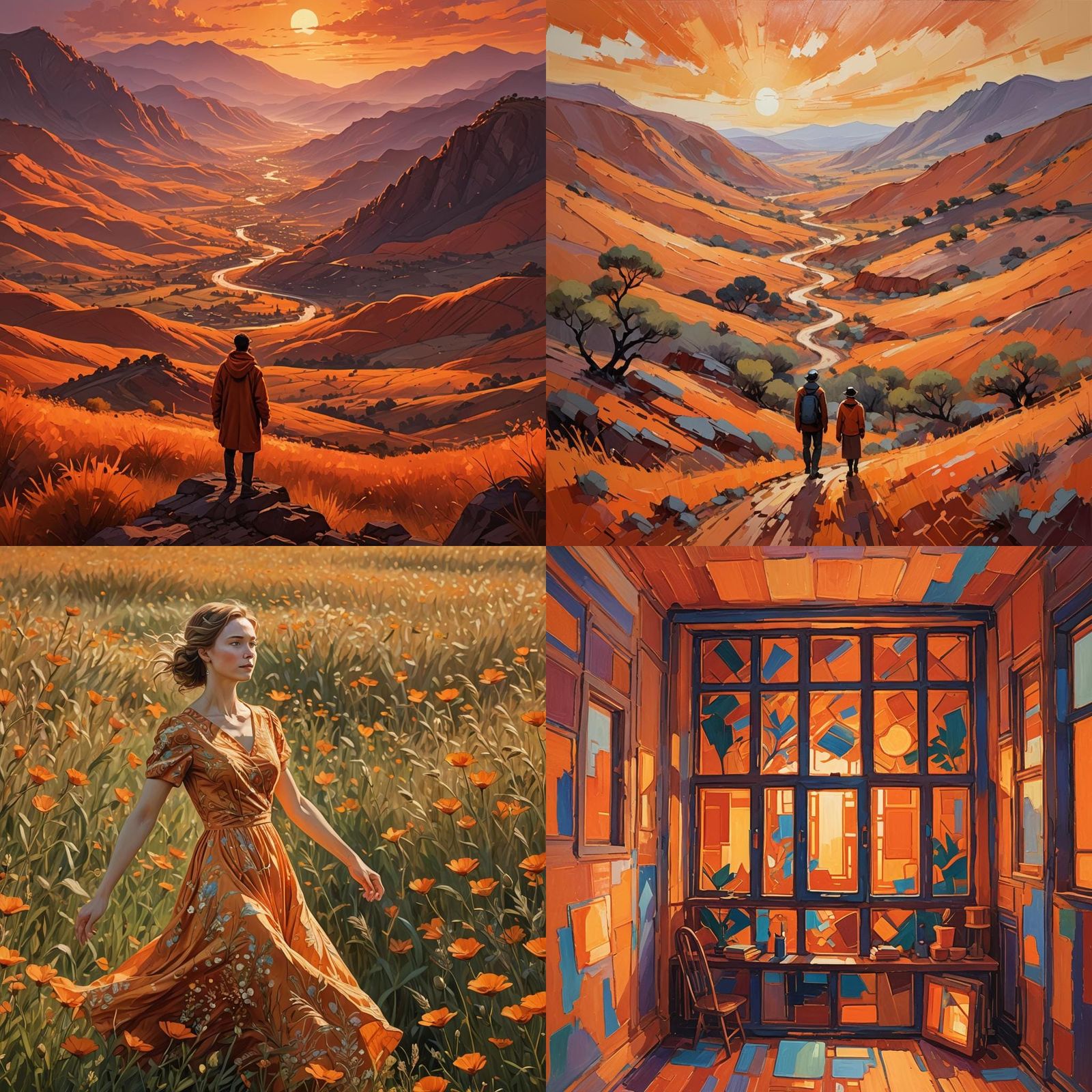 Bold Orange Abstract AI Art