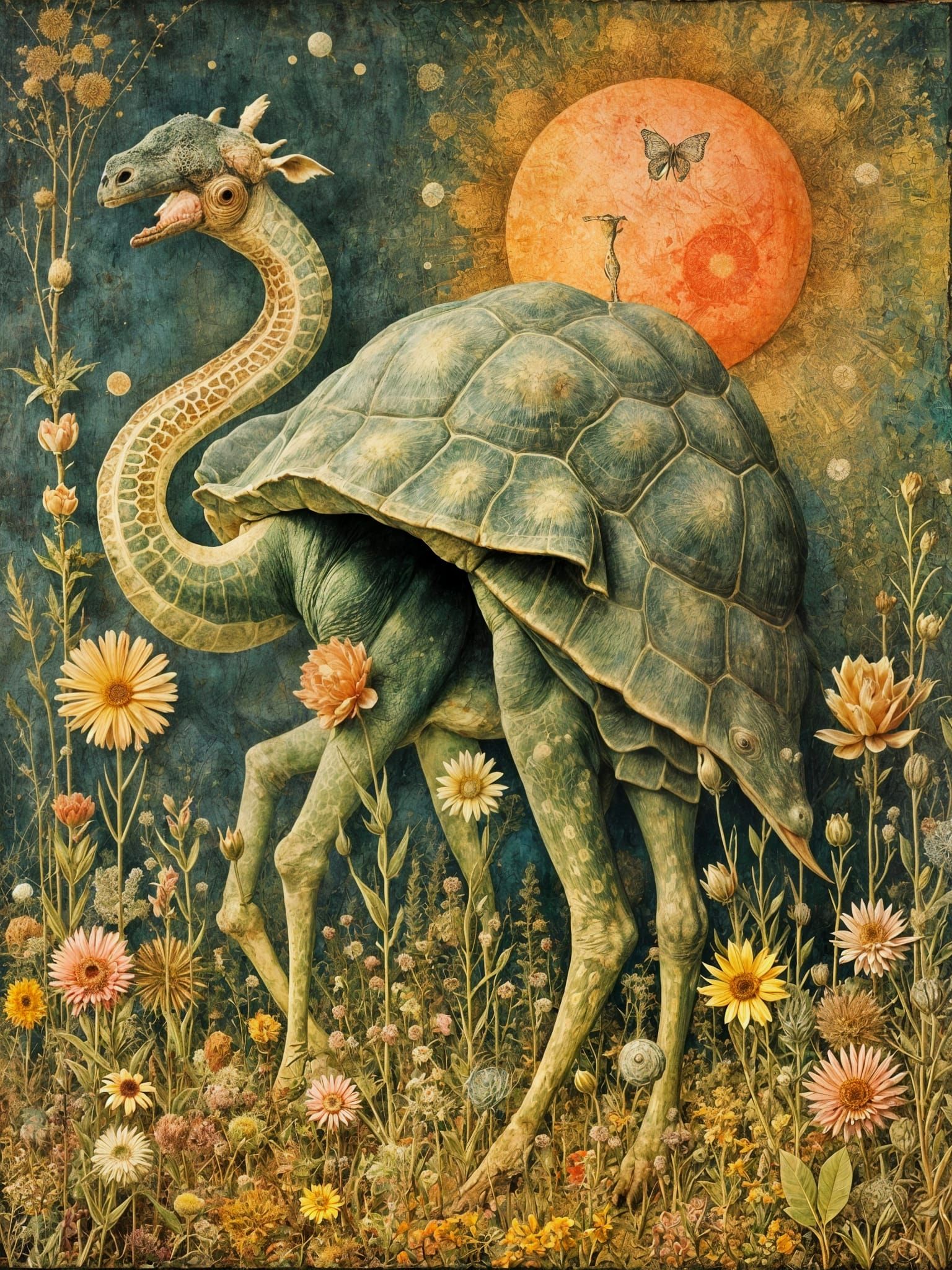 Victorian Giraffe In Turtle Shell Portrait