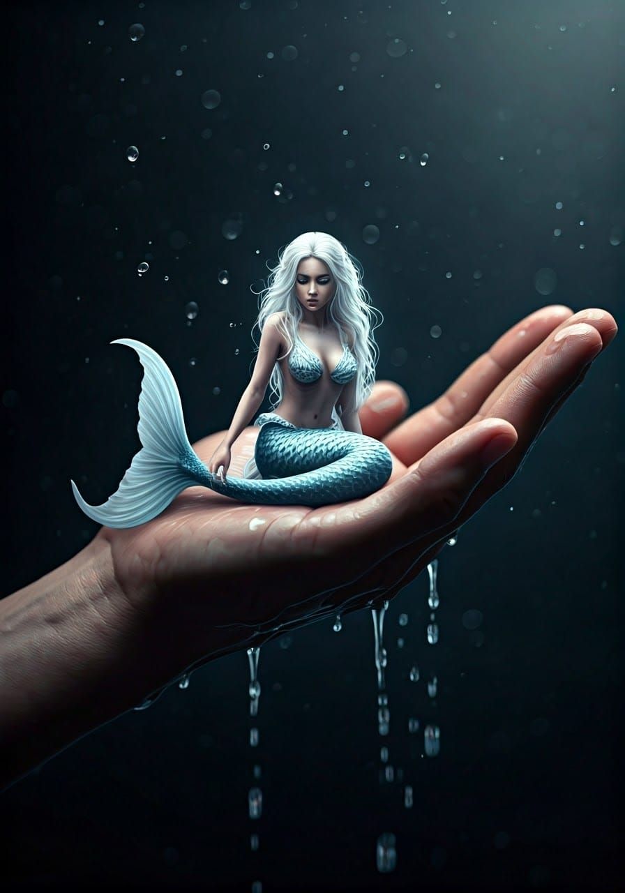 Hyperrealistic Mermaid in Hand