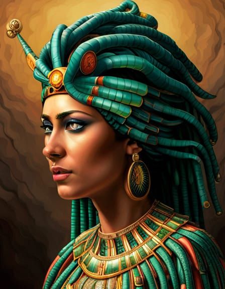 Egyptian Pharaoh as Medusa in Hyperrealistic Detail