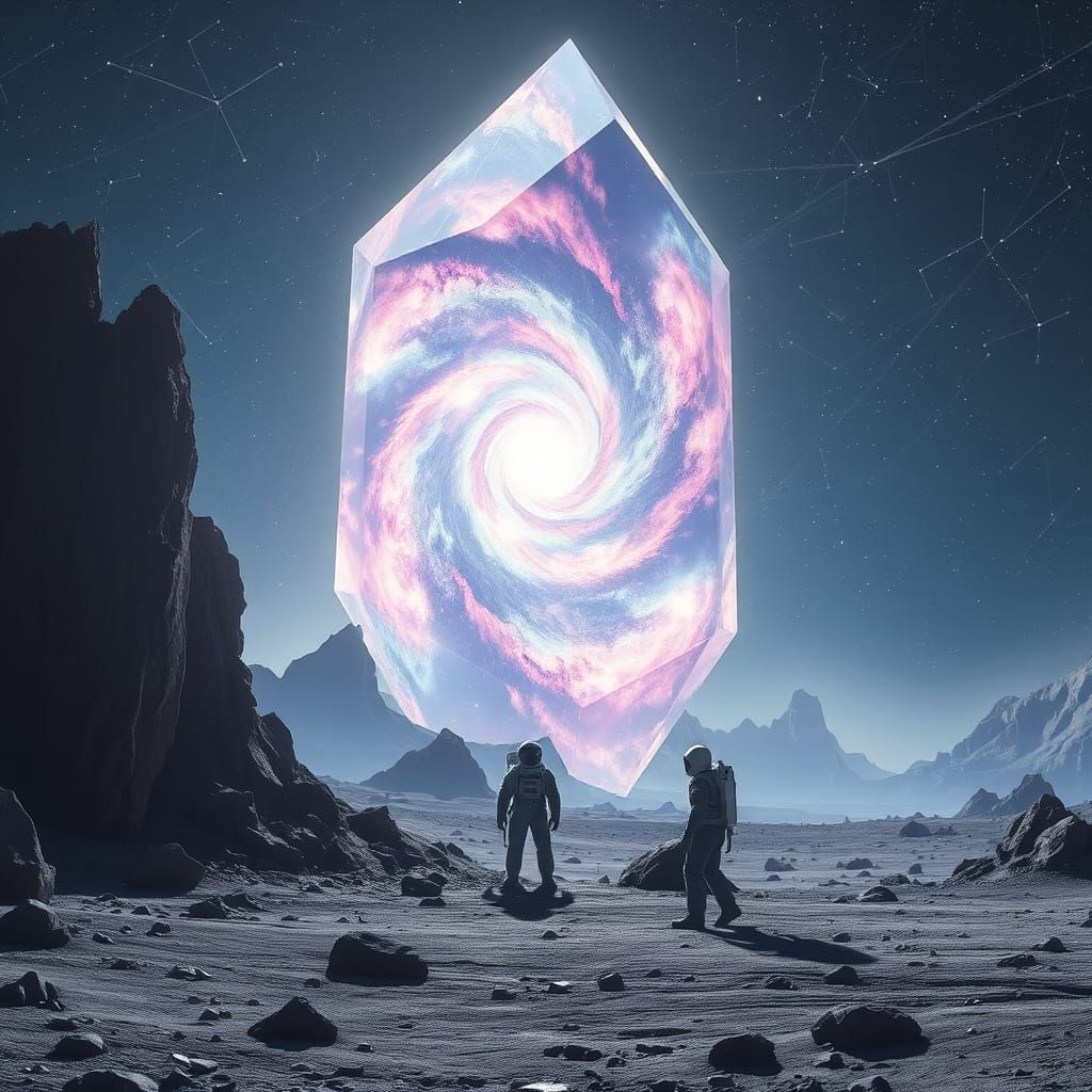 Astronaut Finds Giant Crystal on Alien Moon