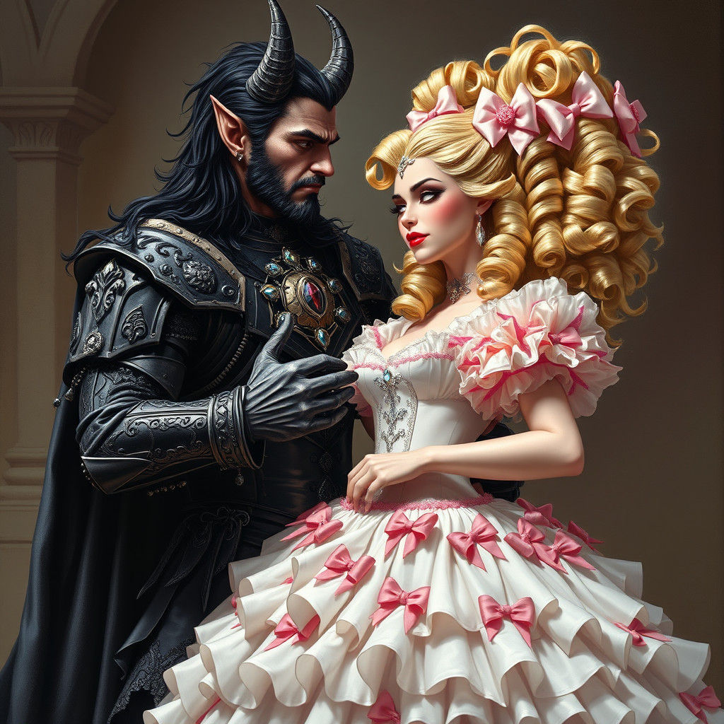 Demon King Fastens Corset of Sissy Princess