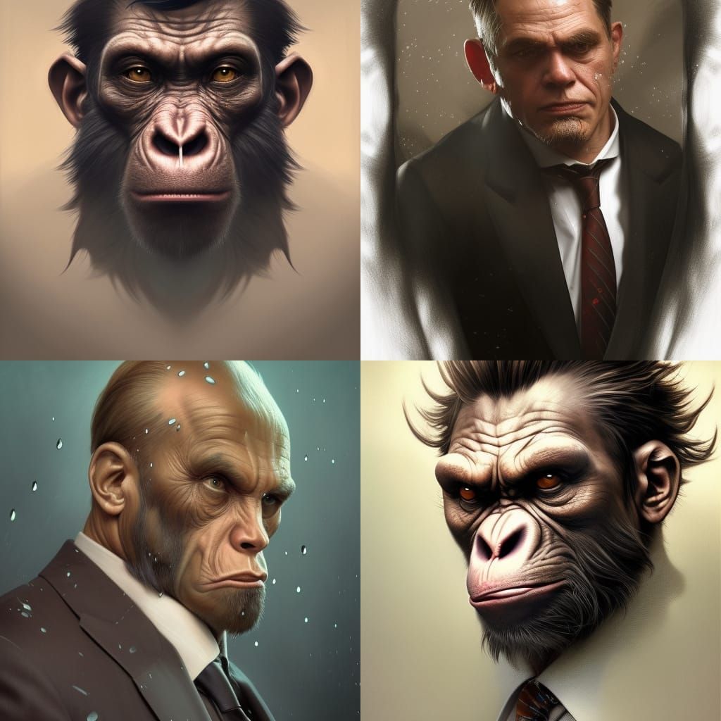 Surreal Ape Portrait in Detailed Fantasy Art Style