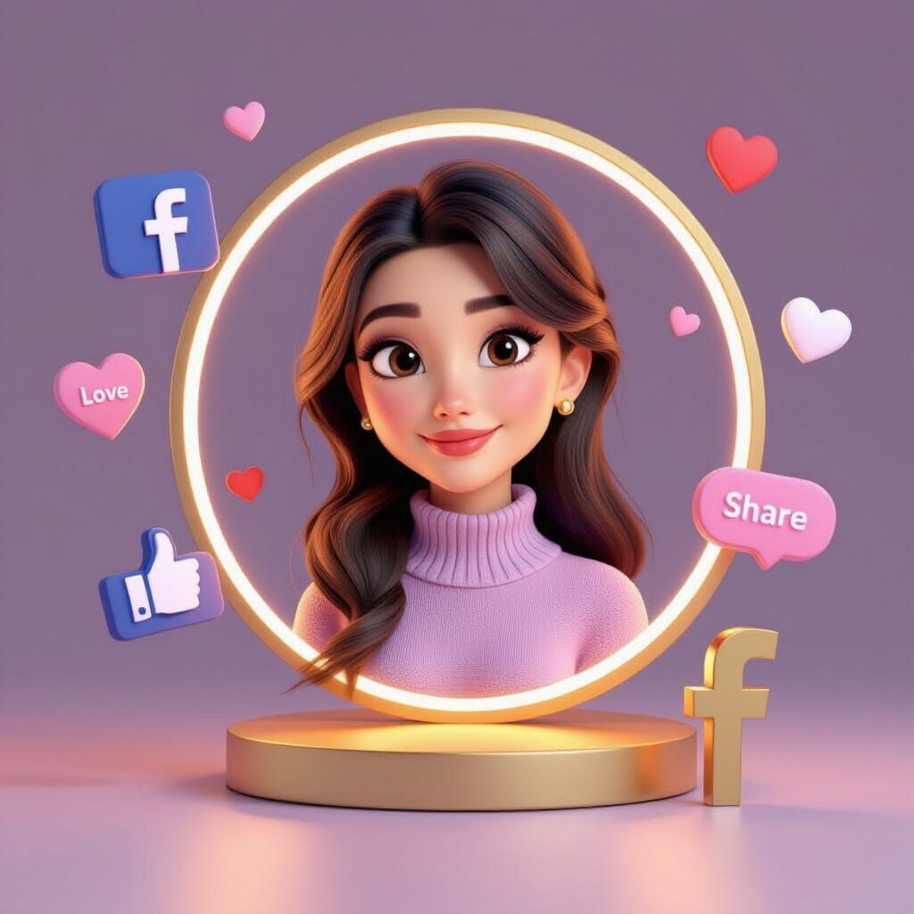 Pixar Style 3D Portrait of Sophisticated Young Woman