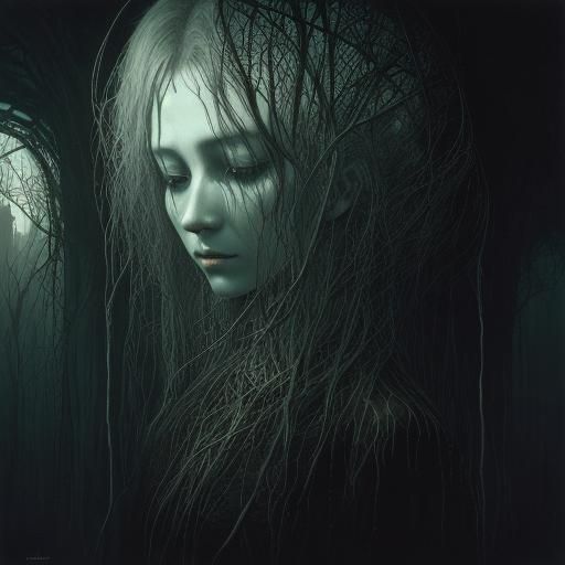 Surreal Tangled Roots in Dark Fantasy Style