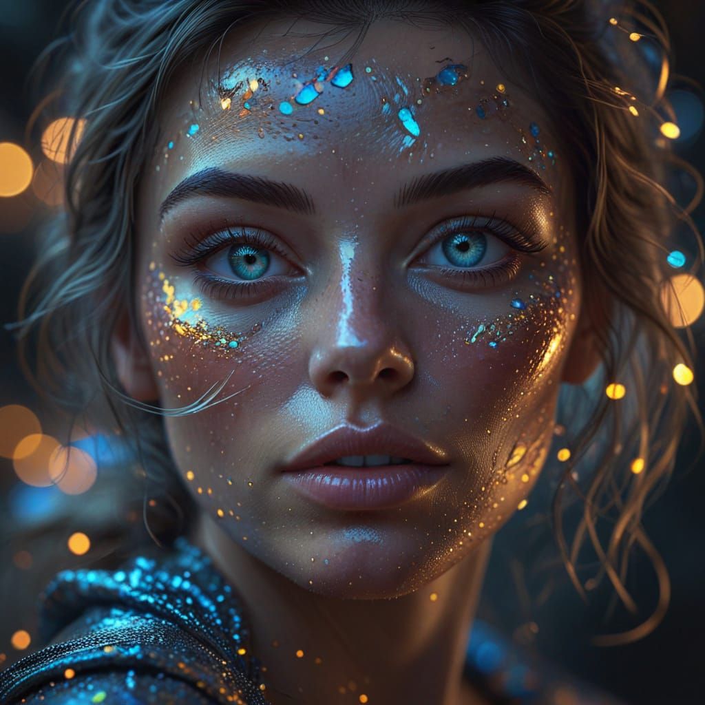 Woman's Face in Vibrant Oil Painting Style