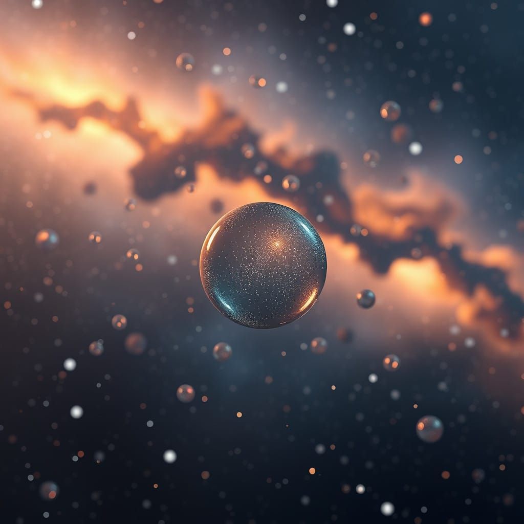 Ethereal Cosmic Fantasy with Shimmering Bubbles