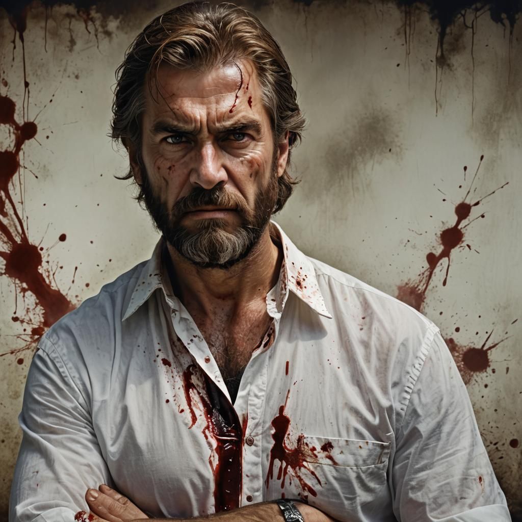 Hyperrealistic Portrait of an Angry Middle-Aged Man