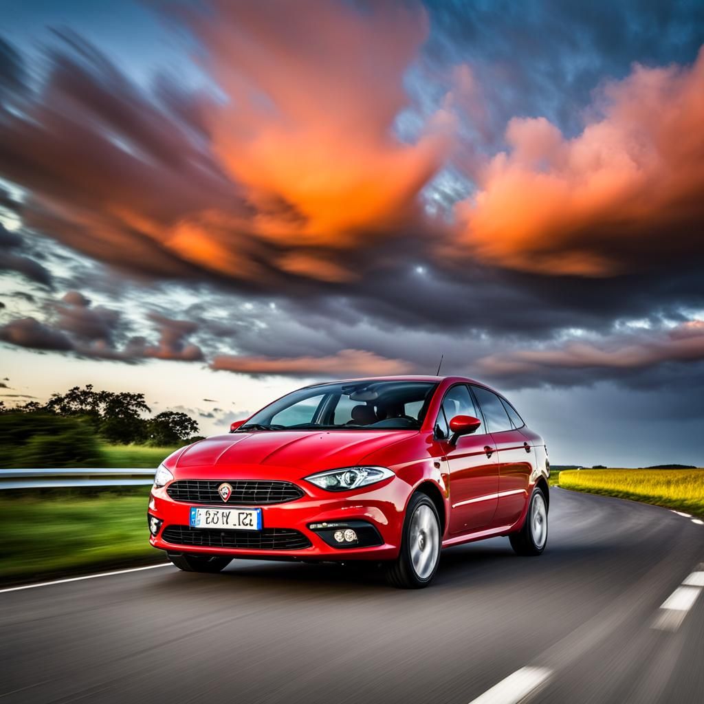 Red Fiat Marea Ready to Face the Storm