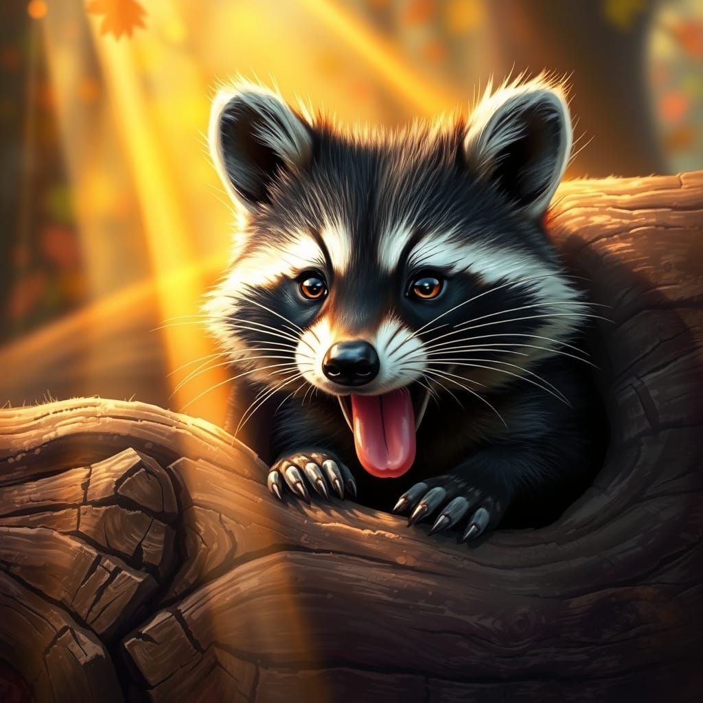 Whimsical Woodland Encounter in Golden Light