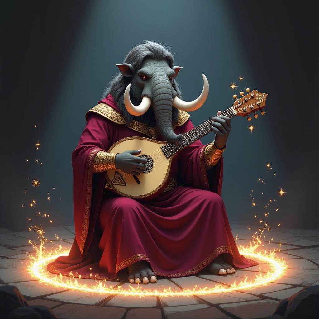 Mastodon Bard Performing with Magical Lyre