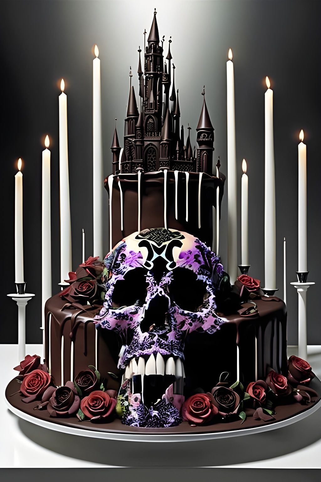 Eerie Skull Cake with Black Currant, Ornate Digital Art