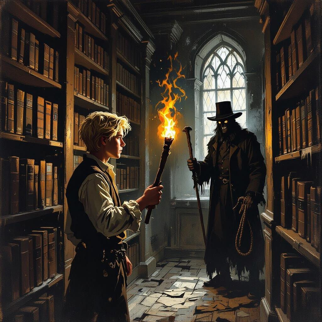 Treasure Hunter Confronted by Caretaker in Gothic Mansion Li...