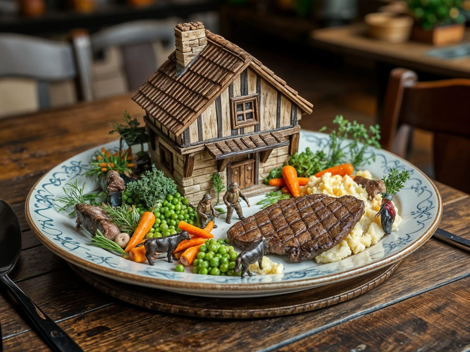 Miniature Farmhouse Feast in Tilt-Shift Style