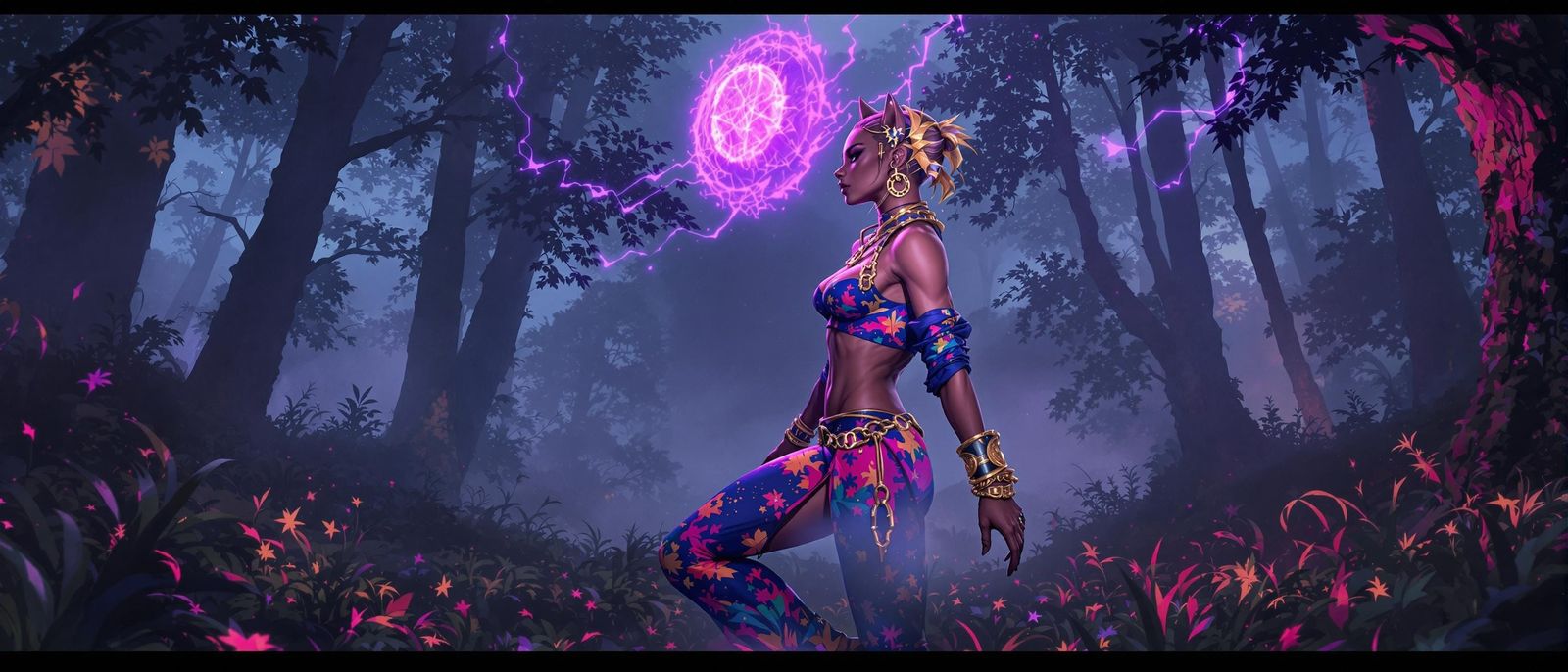 Anthropomorphic Cougar Woman in Temperate Forest