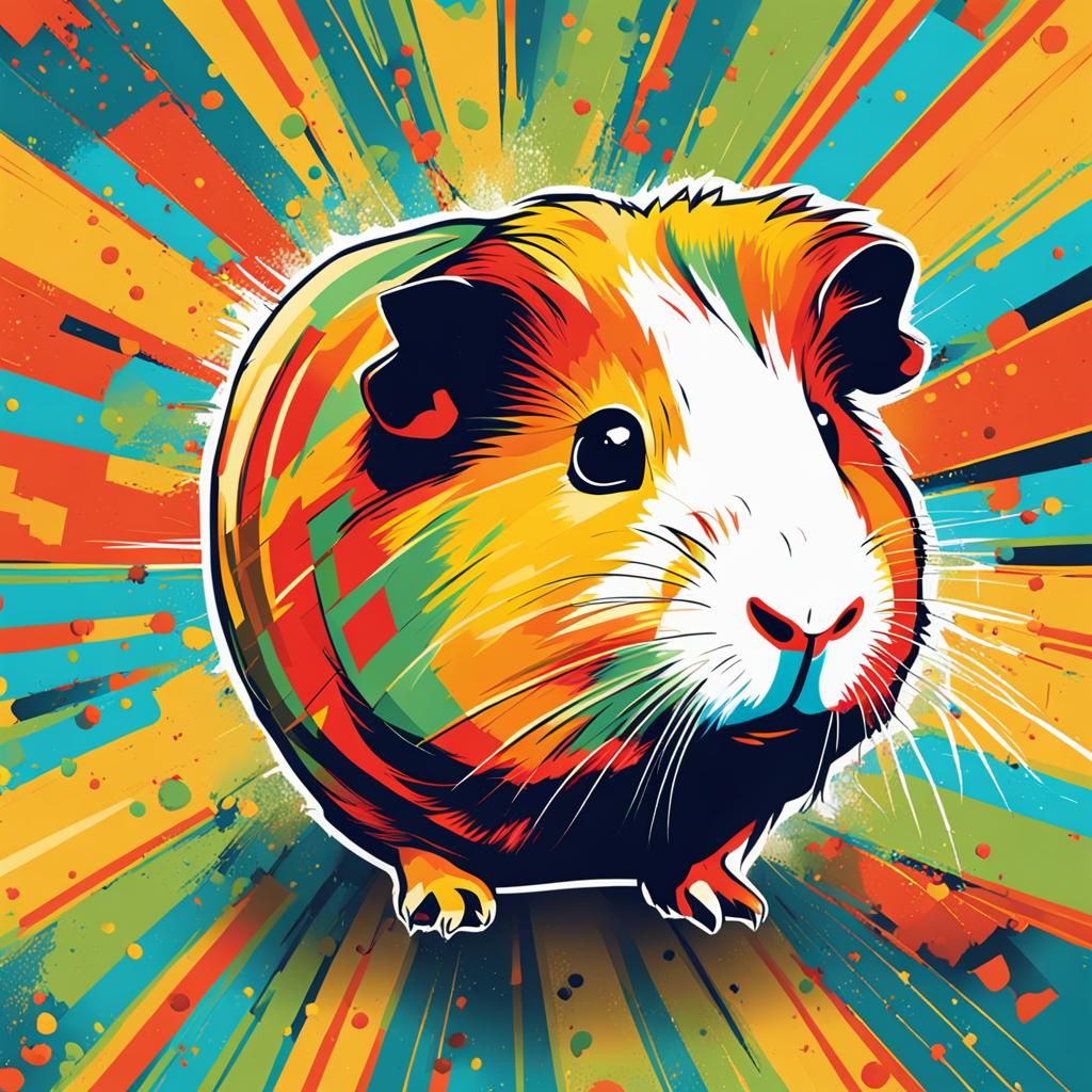 Playful Guinea Pig in Pop Art Style