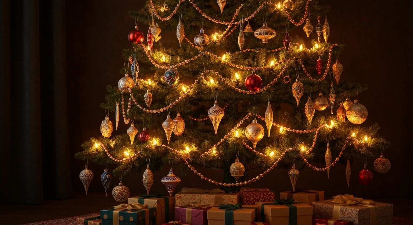 Victorian Christmas Tree with Vintage Ornaments