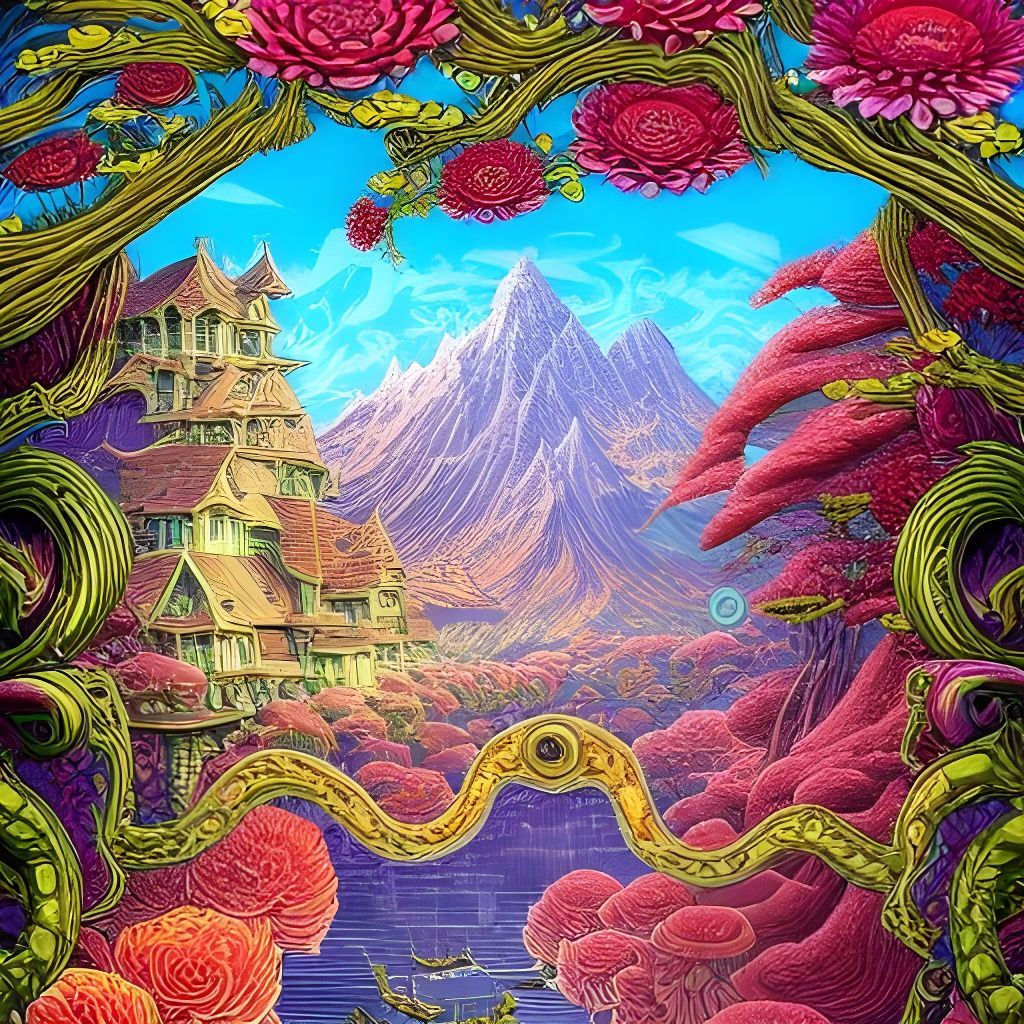 Intricate Fantasy Landscape in Surreal Style