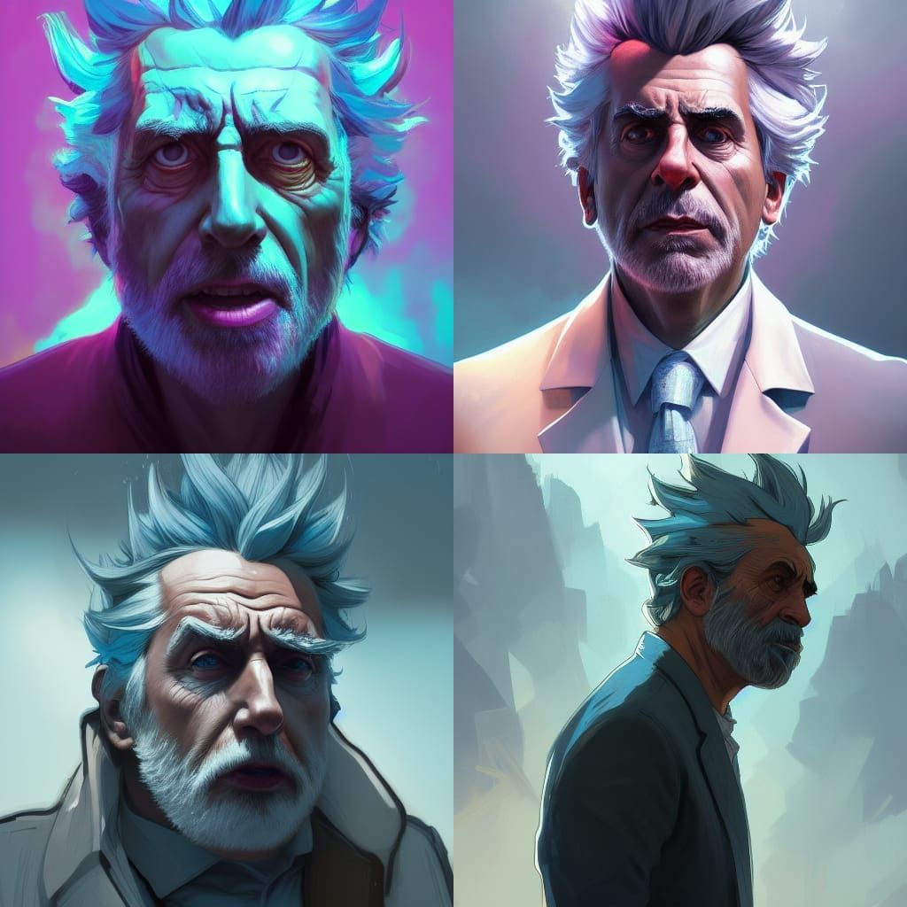 Detailed Portrait of Rick Sanchez, Splash Art