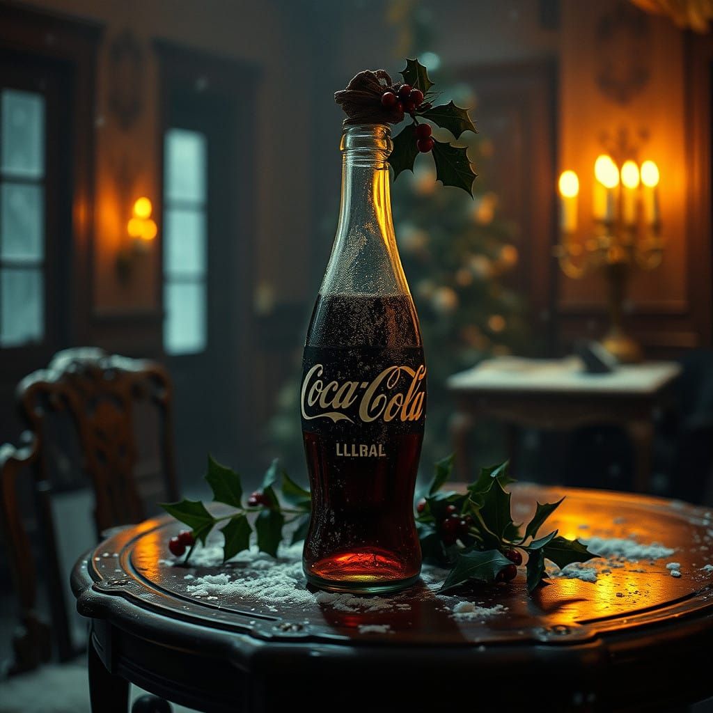A Haunting Christmas Coca Cola Scene in Victorian Gothic Sty...