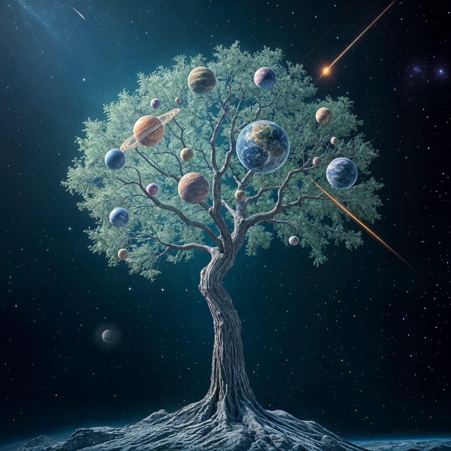 Celestial Tree of Star Dust and Planets