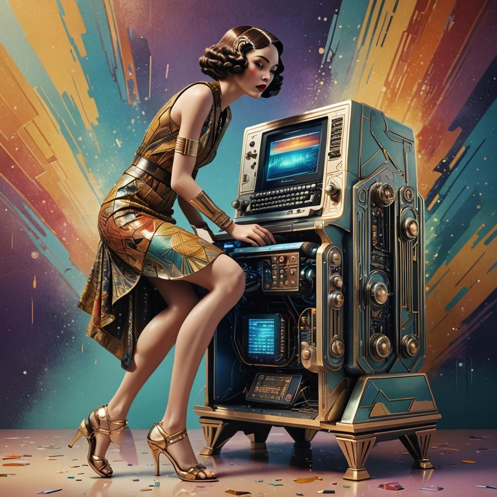 Art Deco Computer on Legs: Hyperrealistic Concept Art