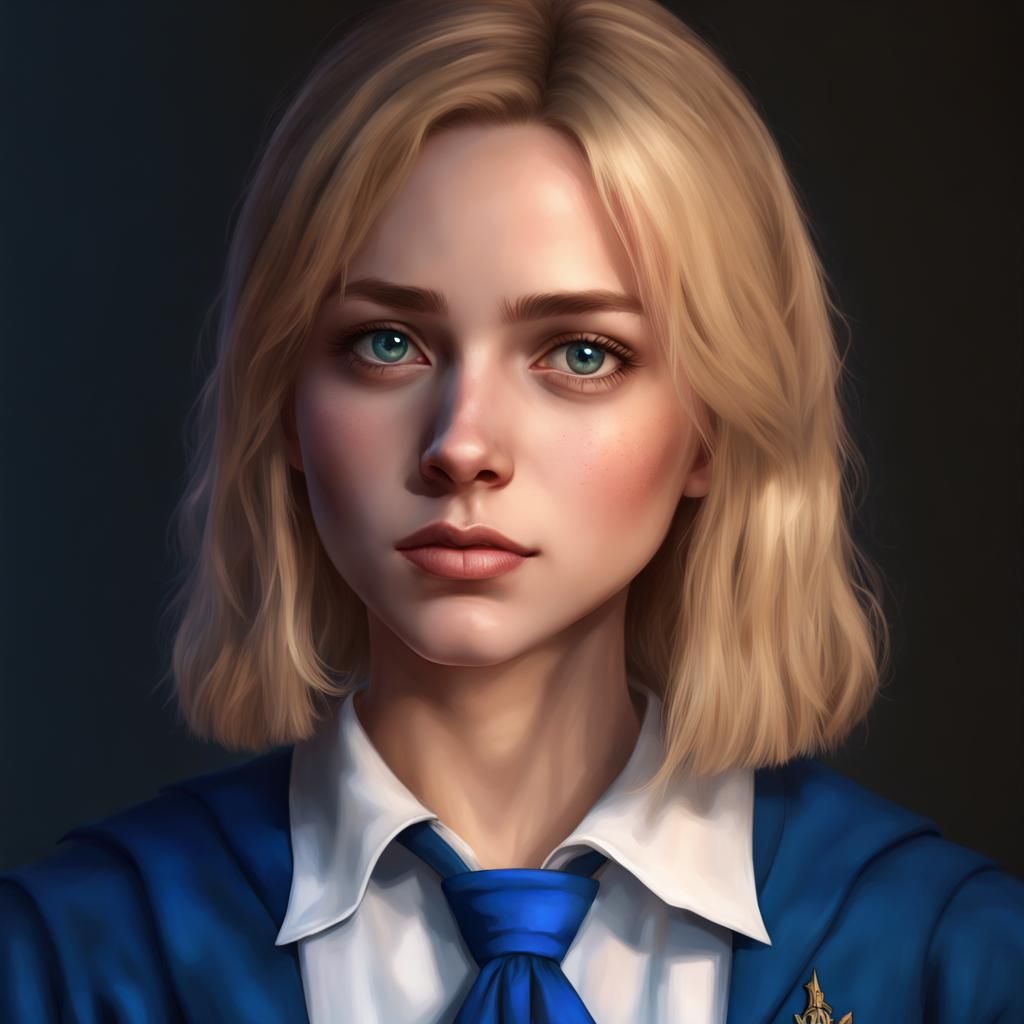 Realistic Portrait of Ravenclaw Student at Hogwarts