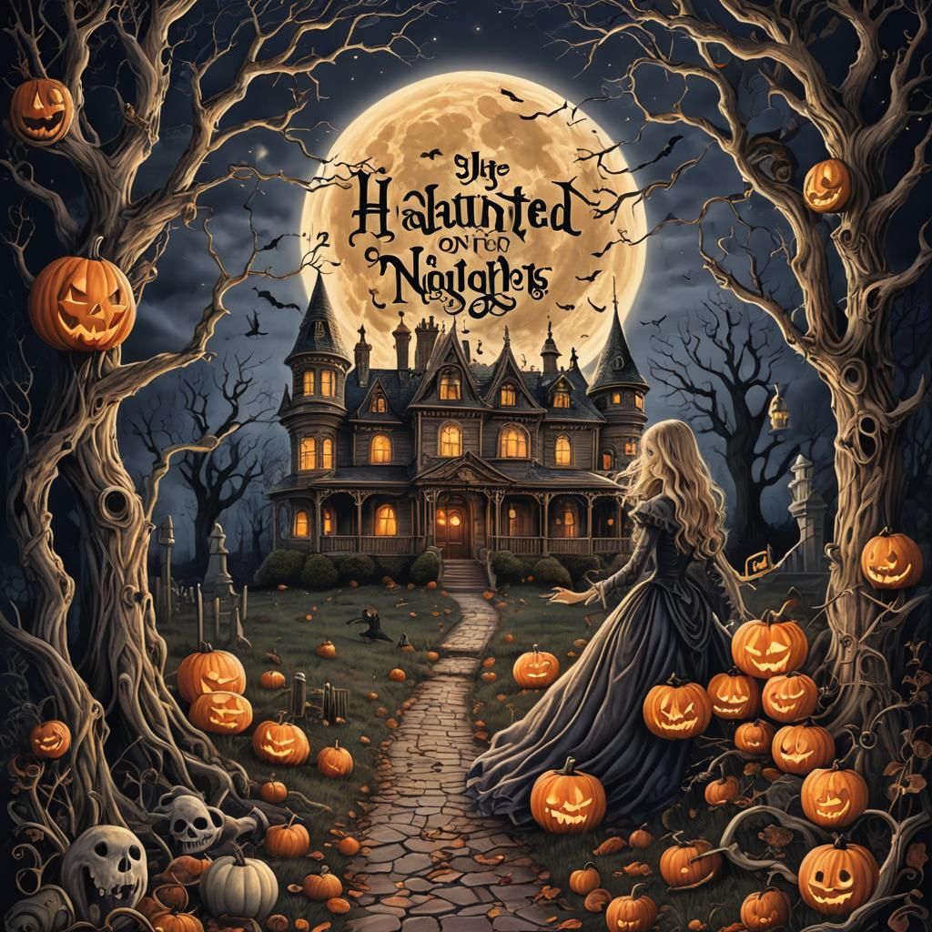 Haunted October Nights Flyer in Hyperrealistic Style