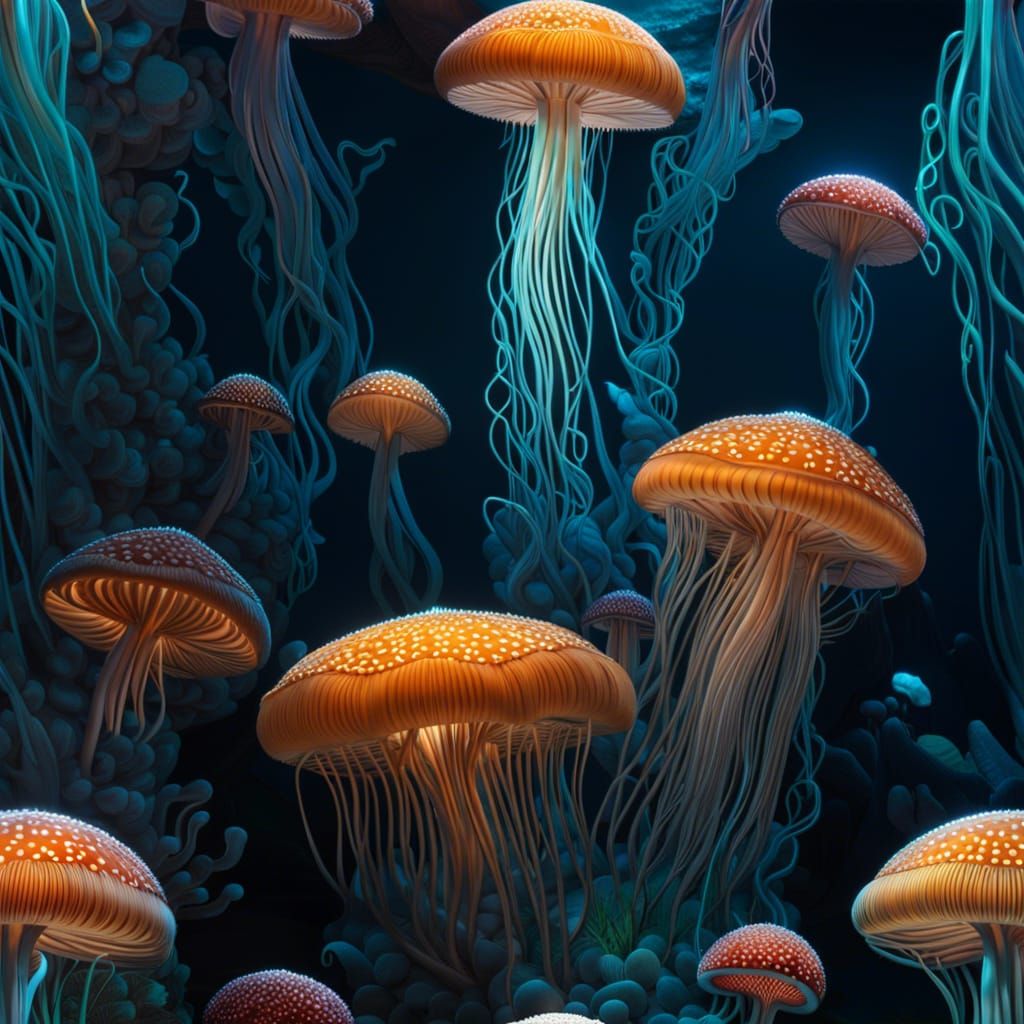 Underwater Mushrooms Transform into Jellyfish