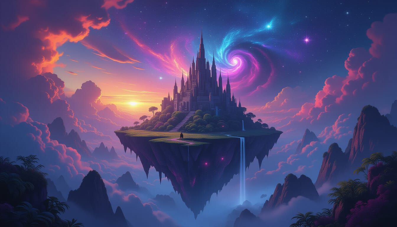 Vampire Island in Cosmic Nebula, 8k Masterpiece