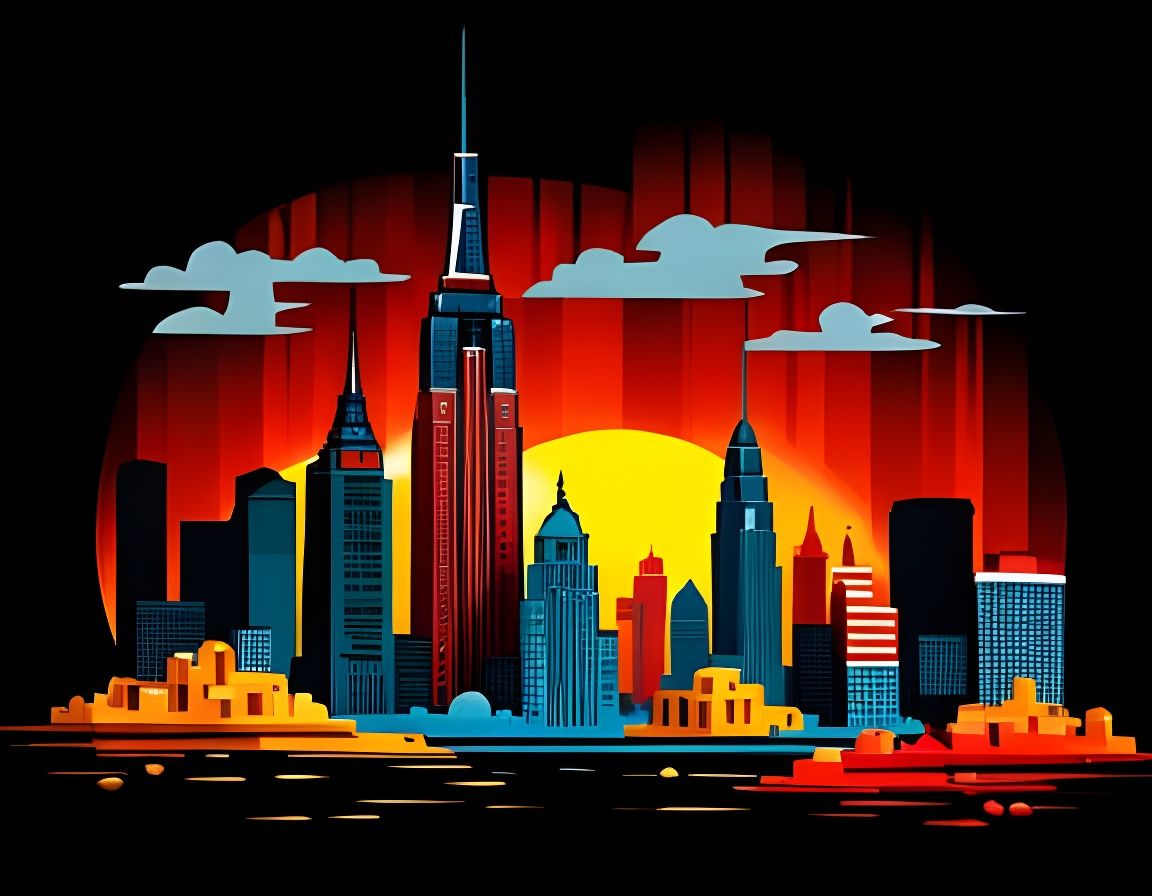 Cartoon Lego City NYC in Pop Art Style